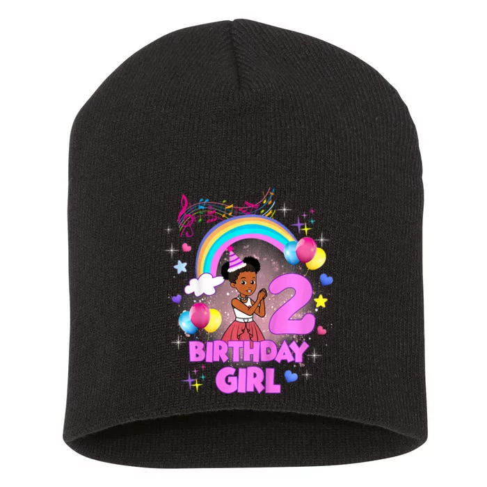 Two Year Old Birthday Girl Cute 2nd Birthday Corner Short Acrylic Beanie