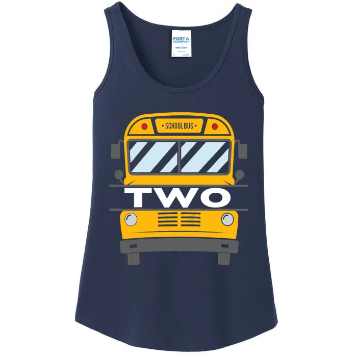 Two(2) Year Old 2nd Birthday School Bus Theme Party Ladies Essential Tank