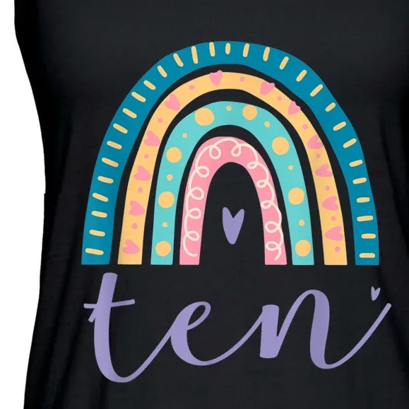 Ten Year Old Rainbow 10th Birthday Gifts For Girls 10 Bday Ladies Essential Flowy Tank