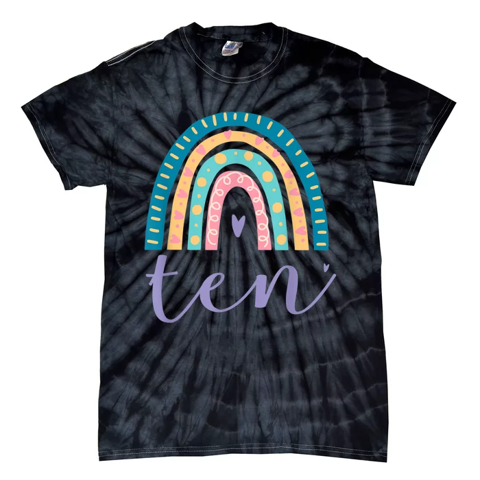 Ten Year Old Rainbow 10th Birthday Gifts For Girls 10 Bday Tie-Dye T-Shirt