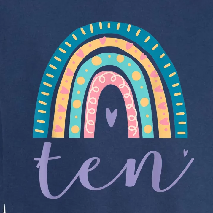 Ten Year Old Rainbow 10th Birthday Gifts For Girls 10 Bday Garment-Dyed Sweatshirt