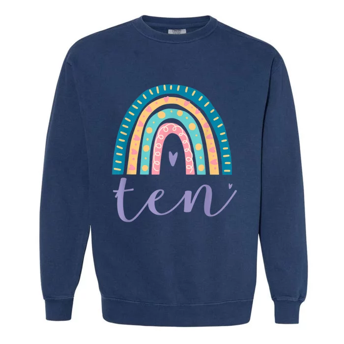 Ten Year Old Rainbow 10th Birthday Gifts For Girls 10 Bday Garment-Dyed Sweatshirt