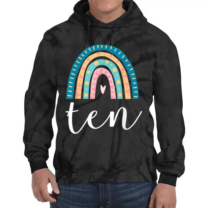 Ten Year Old Rainbow 10th Birthday Gifts For Girls 10 Bday Tie Dye Hoodie