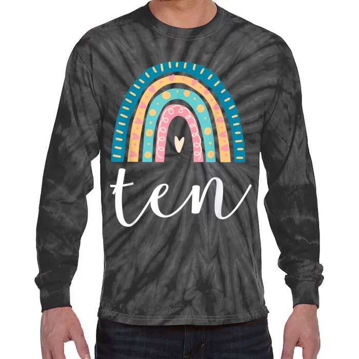 Ten Year Old Rainbow 10th Birthday Gifts For Girls 10 Bday Tie-Dye Long Sleeve Shirt