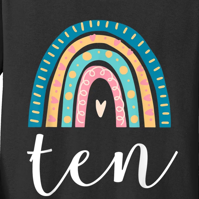 Ten Year Old Rainbow 10th Birthday Gifts For Girls 10 Bday Kids Long Sleeve Shirt