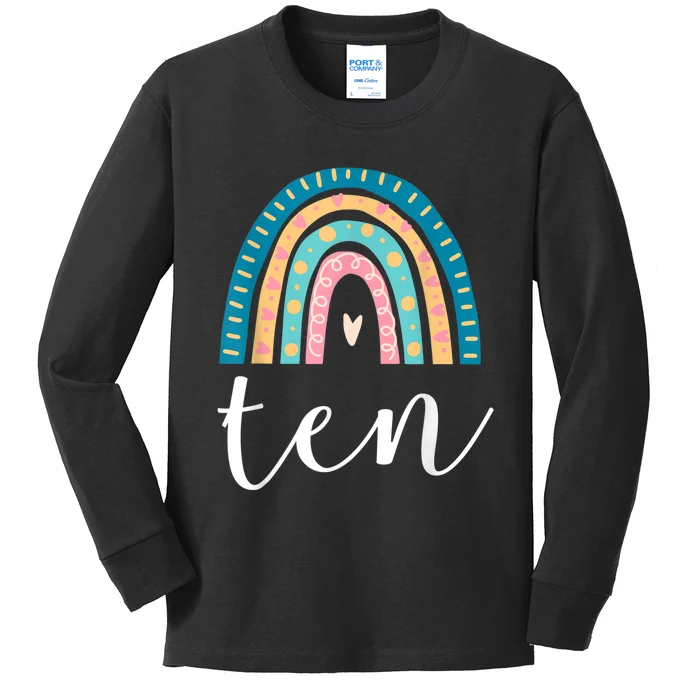 Ten Year Old Rainbow 10th Birthday Gifts For Girls 10 Bday Kids Long Sleeve Shirt