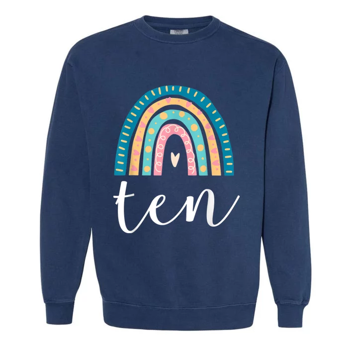 Ten Year Old Rainbow 10th Birthday Gifts For Girls 10 Bday Garment-Dyed Sweatshirt