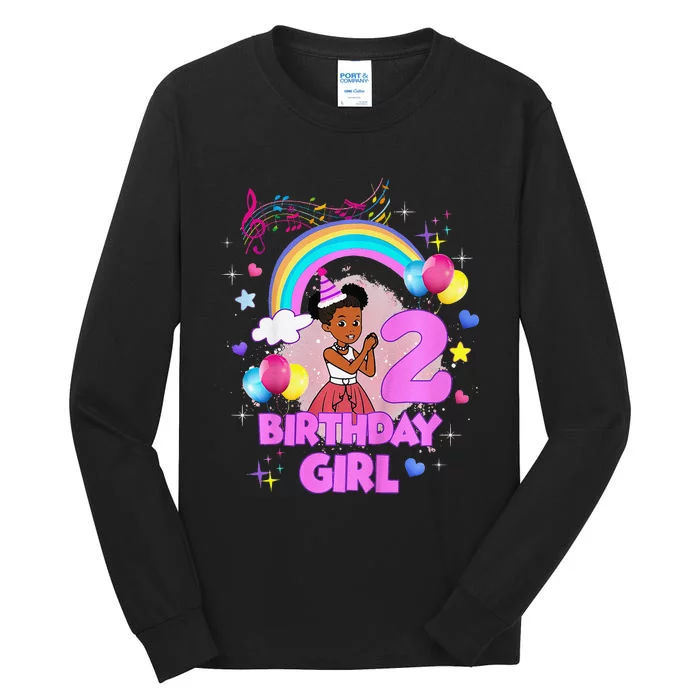 Two Year Old Birthday Girl Cute 2nd Birthday Corner Tall Long Sleeve T-Shirt