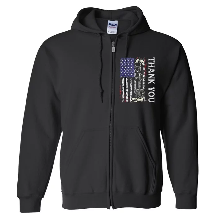 Thank You Patriotic S Memorial Day 4th Of July US Flag Full Zip Hoodie