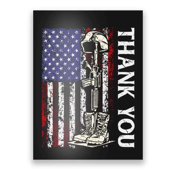 Thank You Patriotic Memorial Day 4th Of July US Flag Poster