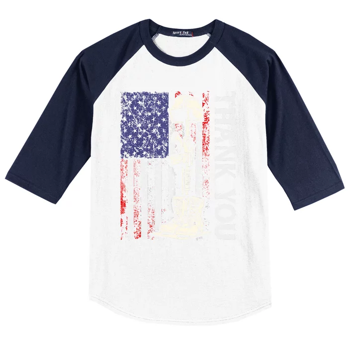 Thank You Patriotic Memorial Day 4th Of July US Flag Baseball Sleeve Shirt