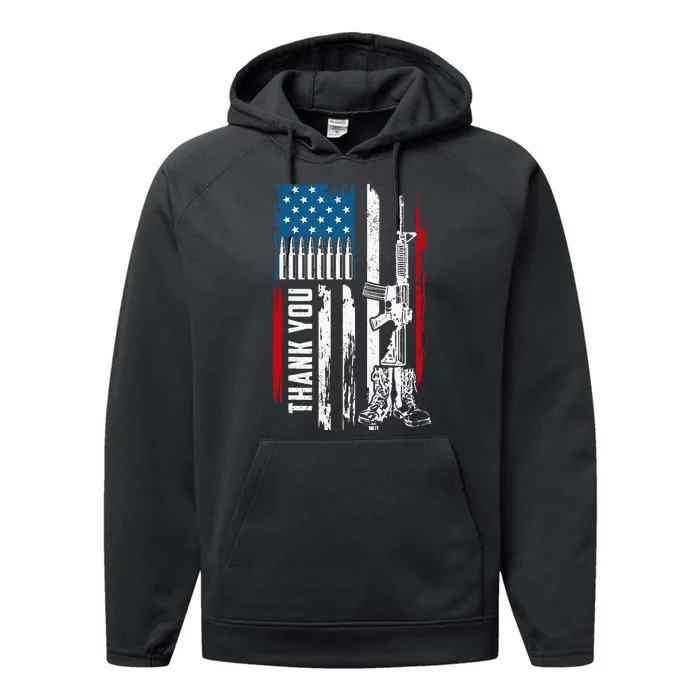 Thank You Patriotic Memorial Day Performance Fleece Hoodie