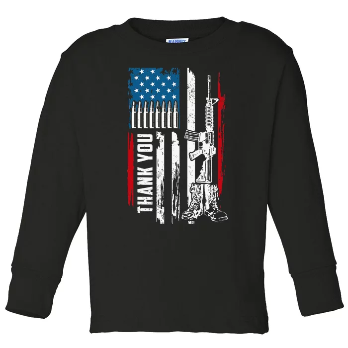 Thank You Patriotic Memorial Day Toddler Long Sleeve Shirt