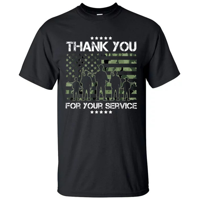 Thank You Patriotic Veteran Memorial Day USA Camouflage Tall T-Shirt