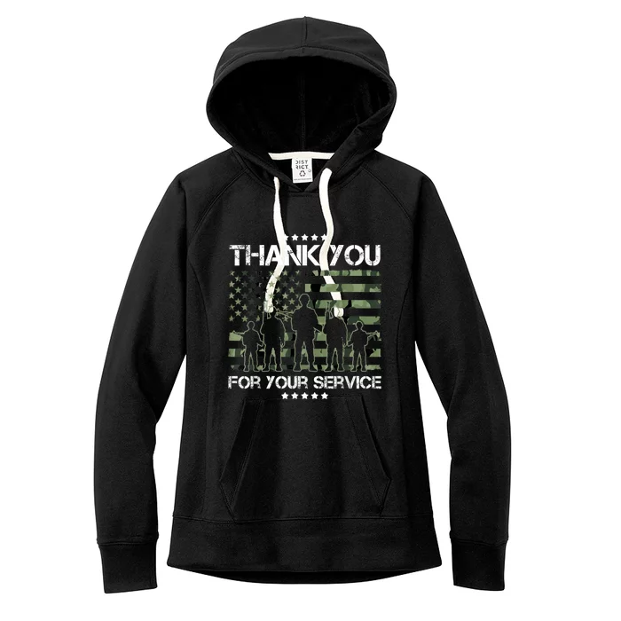 Thank You Patriotic Veteran Memorial Day USA Camouflage Women's Fleece Hoodie