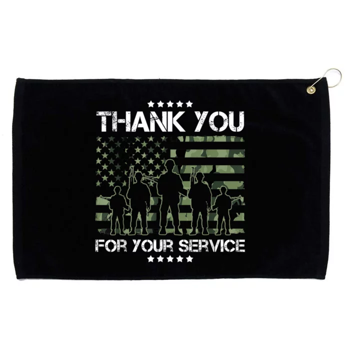 Thank You Patriotic Veteran Memorial Day USA Camouflage Grommeted Golf Towel