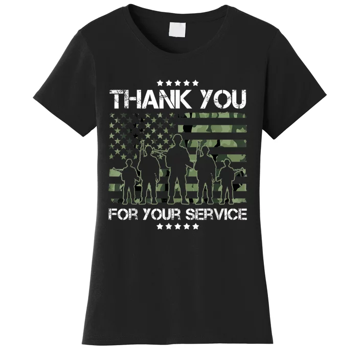 Thank You Patriotic Veteran Memorial Day USA Camouflage Women's T-Shirt