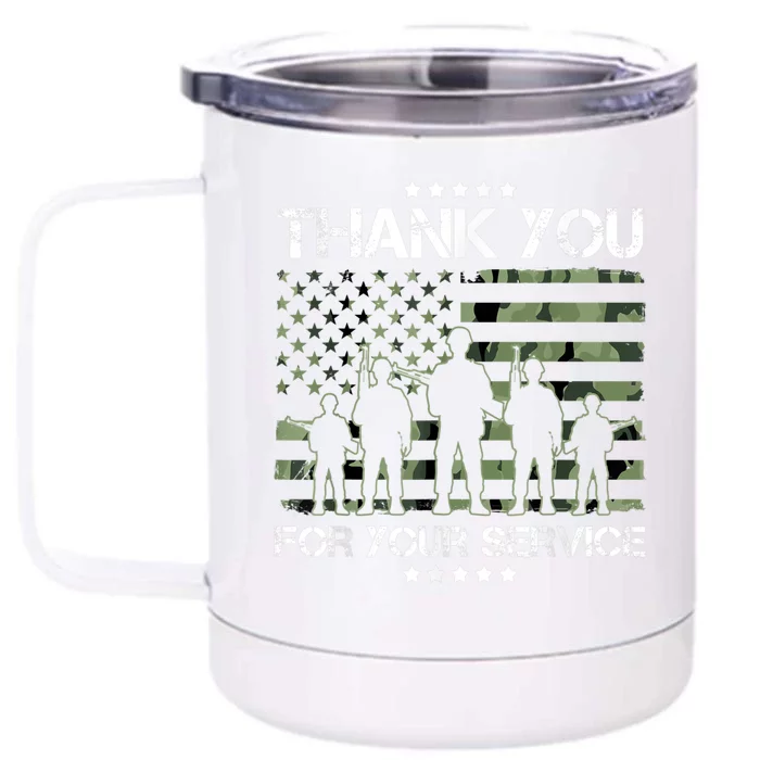 Thank You Patriotic Veteran Memorial Day USA Camouflage Front & Back 12oz Stainless Steel Tumbler Cup