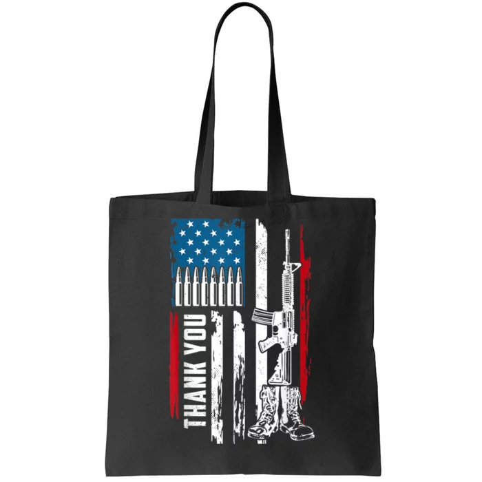 Thank You Patriotic Men Memorial Day 4th Of July US Flag Tote Bag