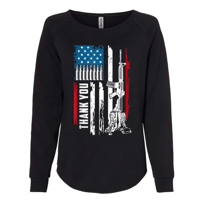 Thank You Patriotic Men Memorial Day 4th Of July US Flag Womens California Wash Sweatshirt