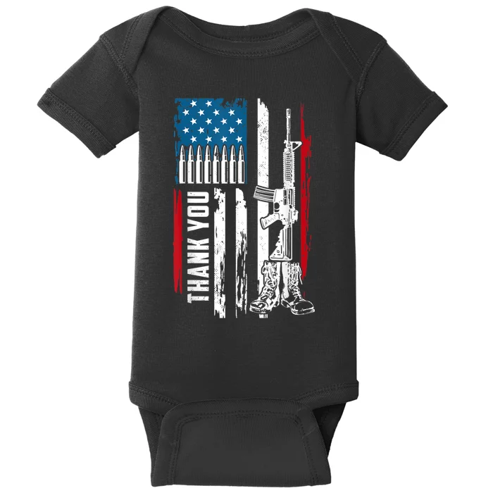 Thank You Patriotic Men Memorial Day 4th Of July US Flag Baby Bodysuit