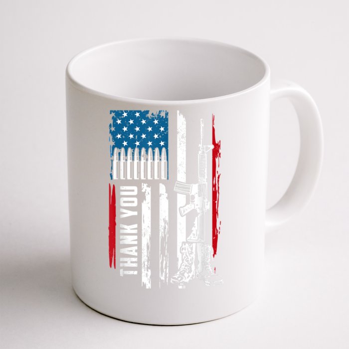 Thank You Patriotic Men Memorial Day 4th Of July US Flag Front & Back Coffee Mug