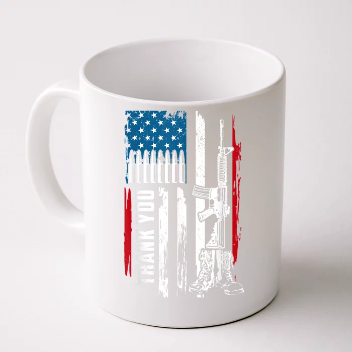 Thank You Patriotic Men Memorial Day 4th Of July US Flag Front & Back Coffee Mug