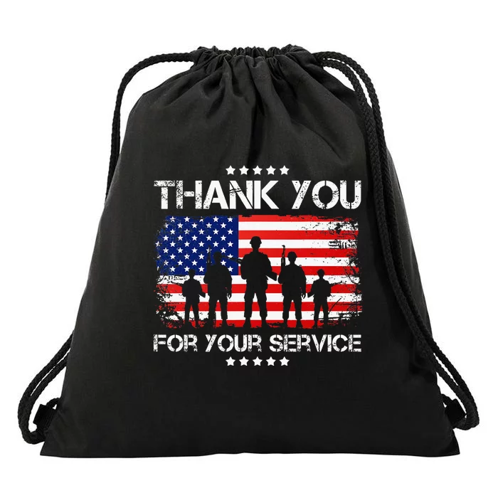 Thank You Patriotic Veteran Memorial Day Drawstring Bag