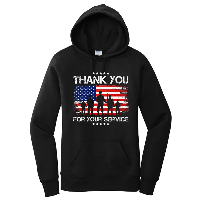 Thank You Patriotic Veteran Memorial Day Women's Pullover Hoodie