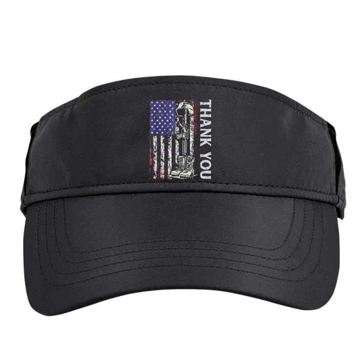 Thank You Patriotic Memorial Day 4th Of July US Flag Adult Drive Performance Visor