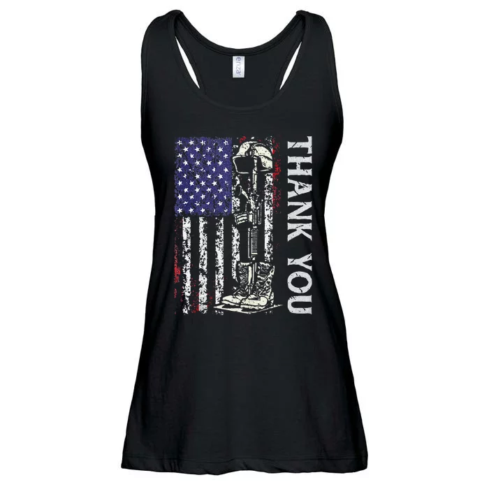 Thank You Patriotic S Memorial Day 4th Of July US Flag Ladies Essential Flowy Tank