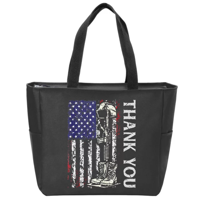 Thank You Patriotic S Memorial Day 4th Of July US Flag Zip Tote Bag