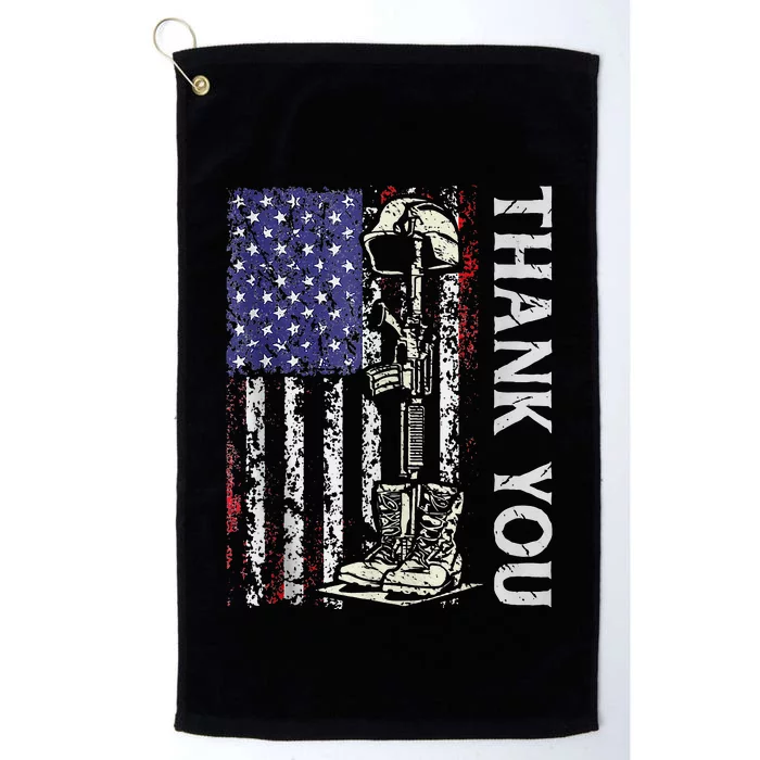 Thank You Patriotic S Memorial Day 4th Of July US Flag Platinum Collection Golf Towel