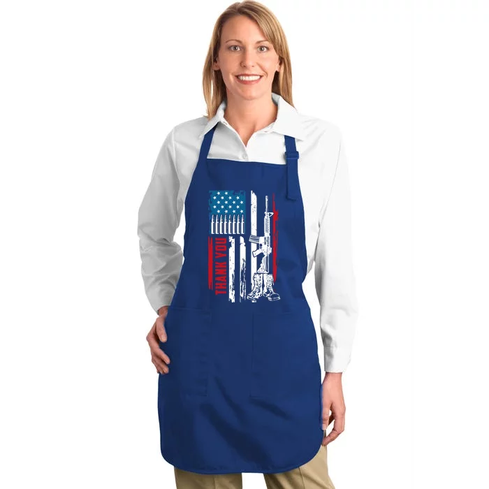 Thank You Patriotic Memorial Day 4th Of July Us Flag Cool Gift Full-Length Apron With Pocket