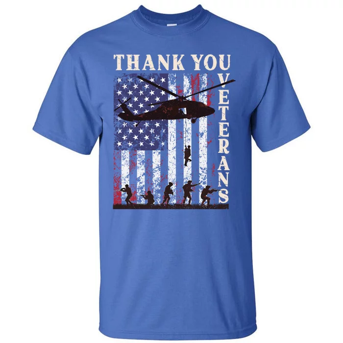 Thank You Patriotic Gift 4th Of July Memorial Day Usa Flag Gift Tall T-Shirt