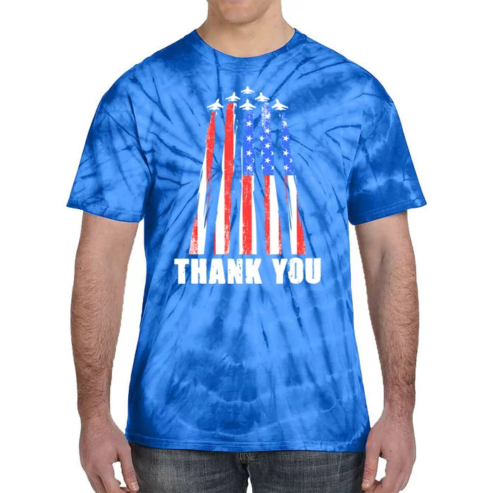 Thank You Pilot American Flag Soldier Memorial Veteran Gift Tie-Dye T-Shirt