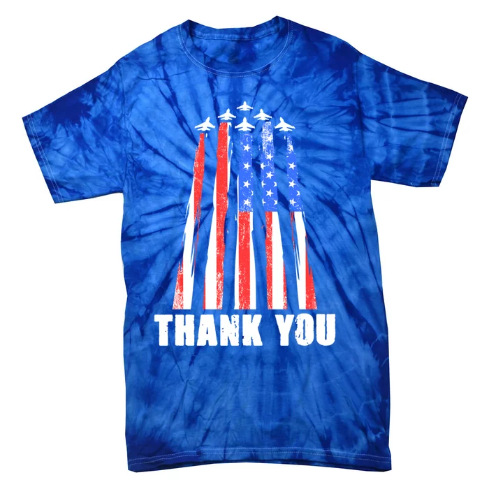 Thank You Pilot American Flag Soldier Memorial Veteran Gift Tie-Dye T-Shirt