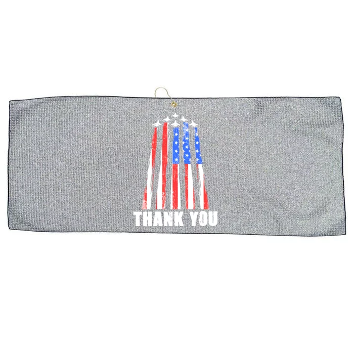 Thank You Pilot American Flag Soldier Memorial Veteran Gift Large Microfiber Waffle Golf Towel