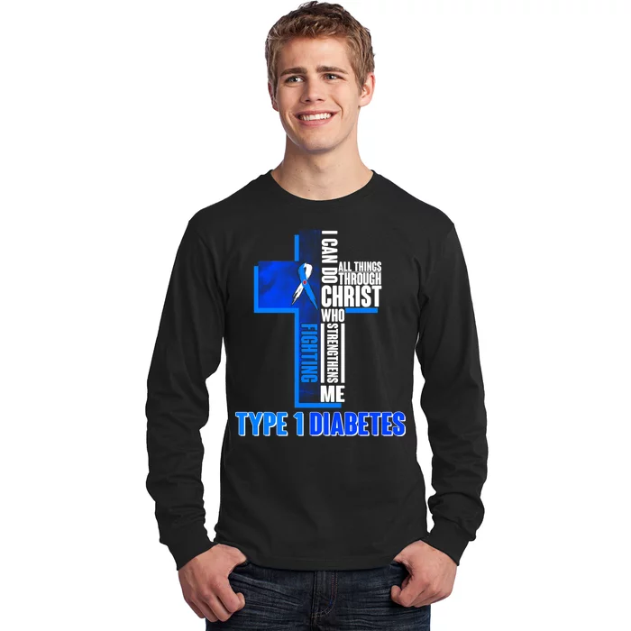 Type 1 Diabetes Awareness Warrior Cross Long Sleeve Shirt