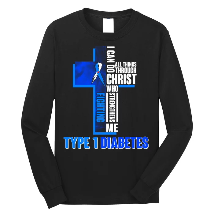 Type 1 Diabetes Awareness Warrior Cross Long Sleeve Shirt