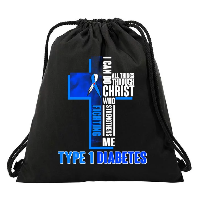 Type 1 Diabetes Awareness Warrior Cross Drawstring Bag