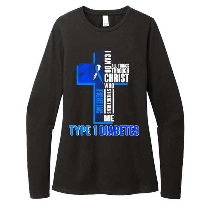 Type 1 Diabetes Awareness Warrior Cross Womens CVC Long Sleeve Shirt