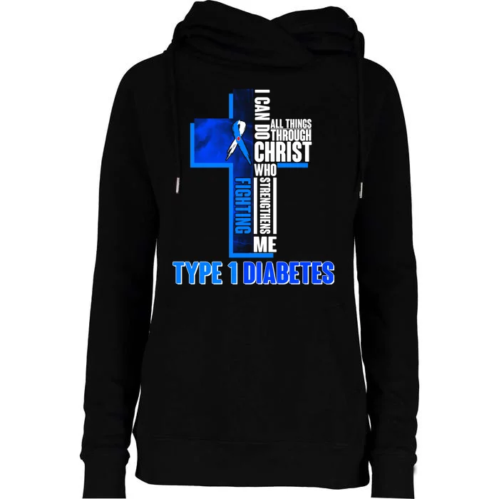 Type 1 Diabetes Awareness Warrior Cross Womens Funnel Neck Pullover Hood