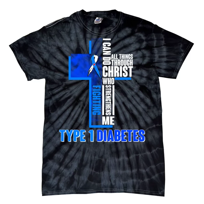 Type 1 Diabetes Awareness Warrior Cross Tie-Dye T-Shirt