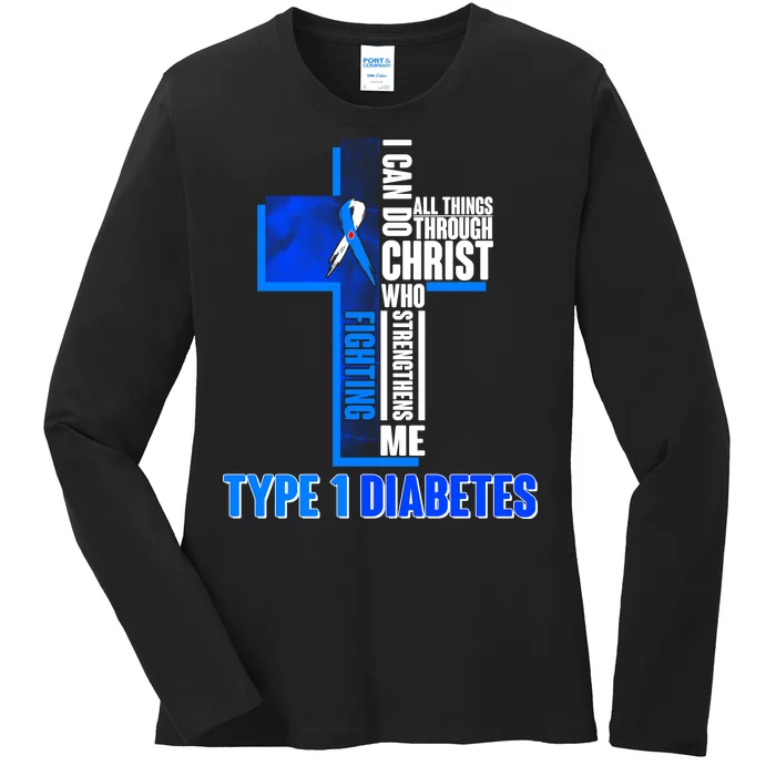 Type 1 Diabetes Awareness Warrior Cross Ladies Long Sleeve Shirt