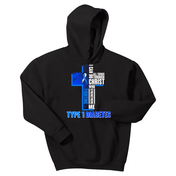 Type 1 Diabetes Awareness Warrior Cross Kids Hoodie