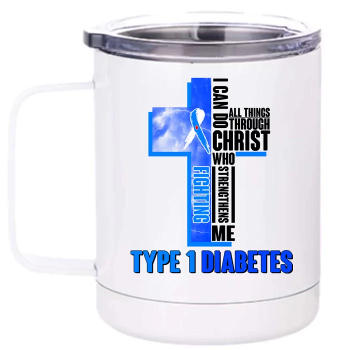 Type 1 Diabetes Awareness Warrior Cross Front & Back 12oz Stainless Steel Tumbler Cup