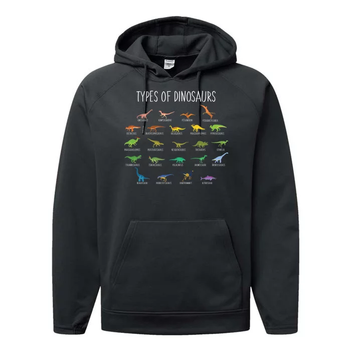 Types of Dinosaurs Performance Fleece Hoodie