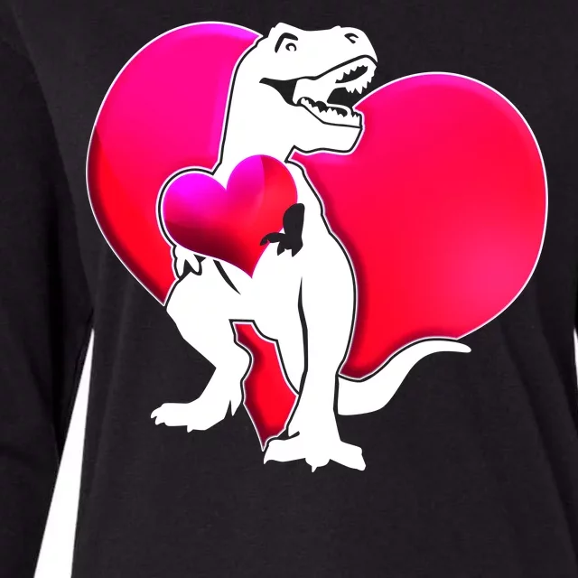 Tyrannosaurus Rex Valentine Heart Dinosaur Womens Cotton Relaxed Long Sleeve T-Shirt