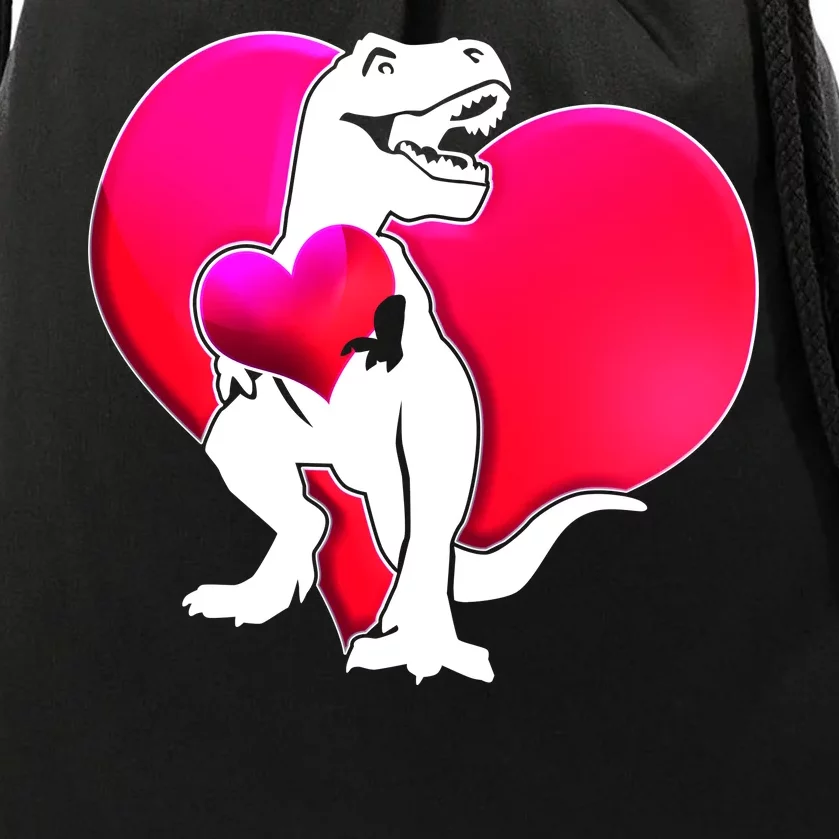 Tyrannosaurus Rex Valentine Heart Dinosaur Drawstring Bag